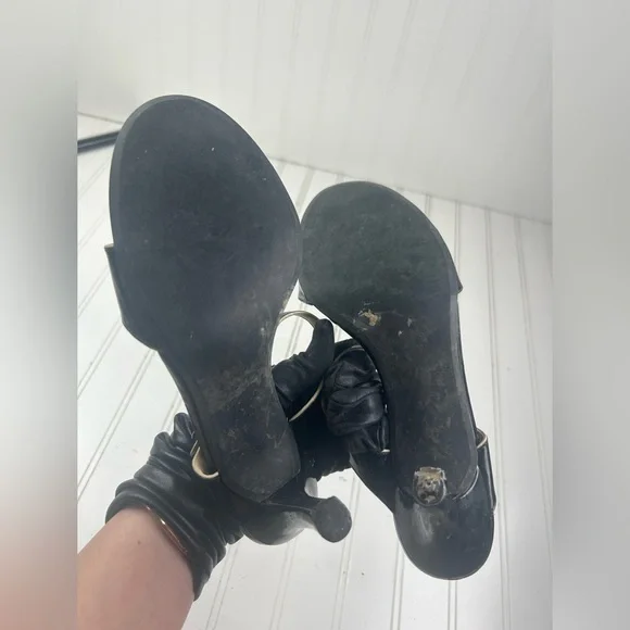 Franco Sarto Vintage Black Patent Leather Strappy Heels Size 8M - Picture 8 of 9